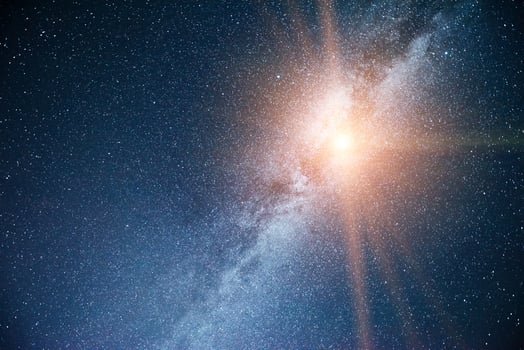 Vibrant night sky with stars and nebula and galaxy. Deep sky astrophoto photo