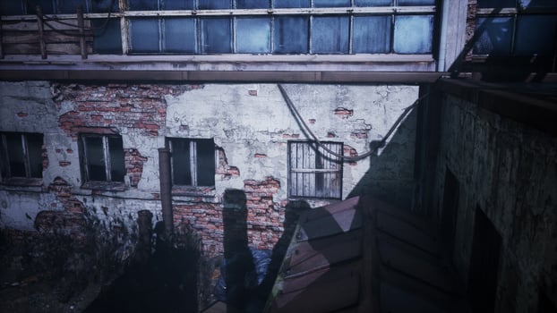 ruins of a very heavily polluted industrial factory photo