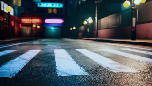 night scene of japan city with neon lights photo