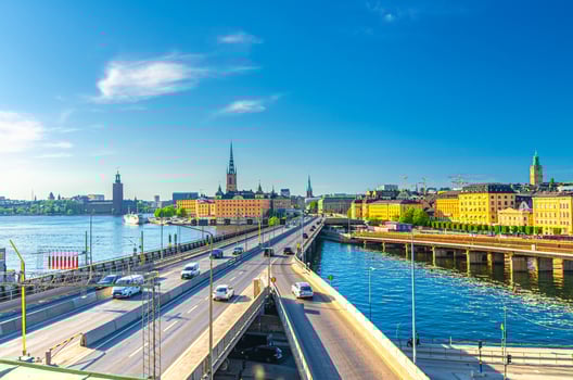 Sweden, Stockholm, May 29, 2018 Stockholm Cityscape of historical city centre with Riddarholmen island Church spires photo