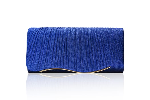 luxury blue clutch bag isolated on white background with clipping path. photo