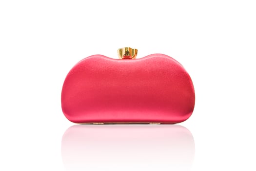 Red clutch bag isolated on white background with clipping path. photo