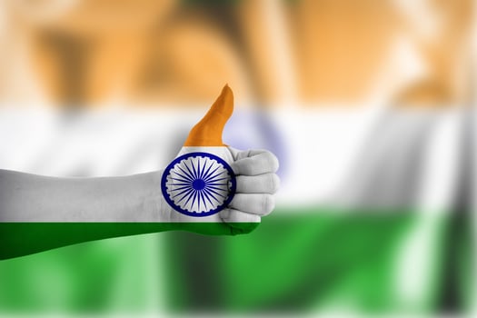 India national flag paint on hands. Human equal rights concept photo