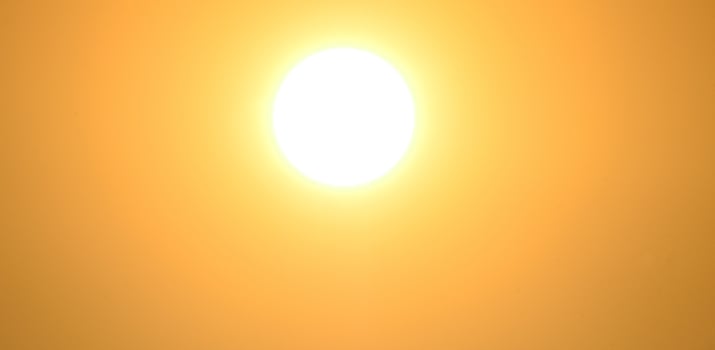 bright sun and orange sky panorama photo