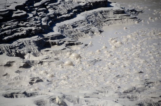 gas bubbles in crater photo