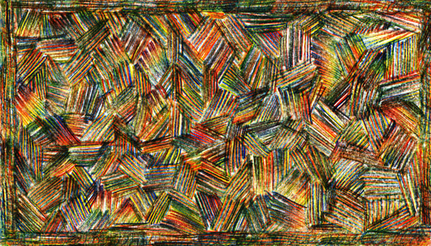 Abstract, creative, original, multicolor chaotic hatch background. Hand-drawn color pencil pattern for decor of cover, template, paper, banners, prints. photo