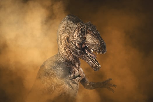Giganotosaurus Dinosaur on smoke background photo