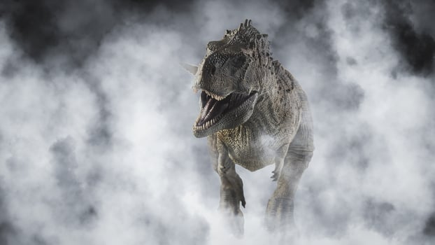 Ekrixinatosaurus Epitaph Dinosaur on smoke background photo