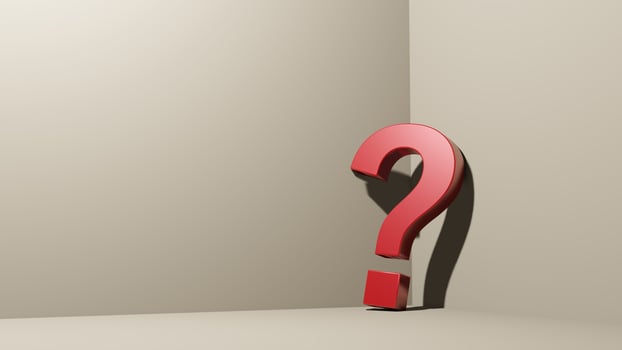 Question mark on floor , 3D render photo