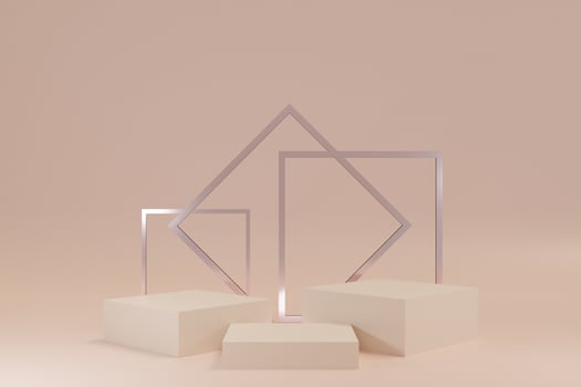 3D rendering scene with podium and abstract background. podium for cosmetic product presentation. photo