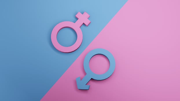 Female Male Gender Symbol . 3D rendering photo