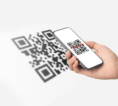 Hand using mobile smart phone scan Qr code. Barcode reader, Qr code payment, Cashless technology, Digital money concept photo