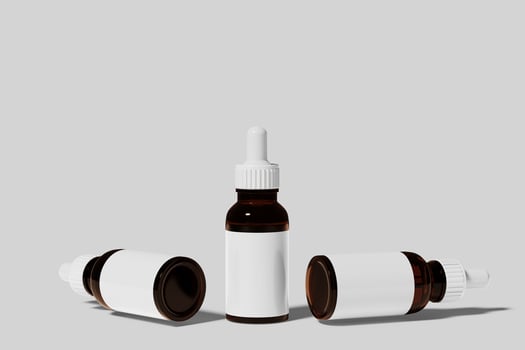 Amber glass dropper bottle with box mockup photo