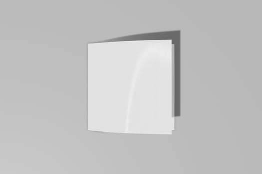 Mockup square booklet, brochure, invitation isolated on a grey background with soft cover and realistic shadow. 3D rendering. photo