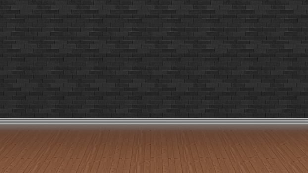 wood floor brick wall background illustration 3d rendering photo