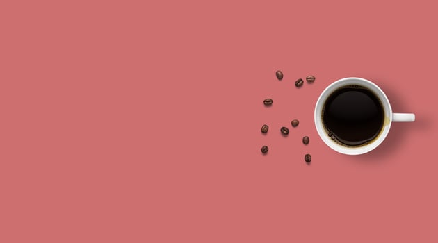 top view coffee dishes on mug photo