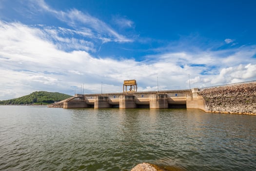Dam Wall with full of water ,Thailand photo
