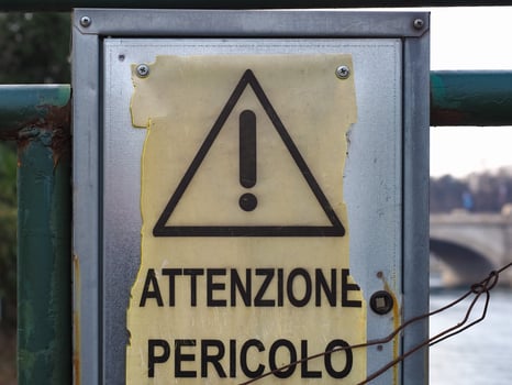 Italian warning danger sign photo