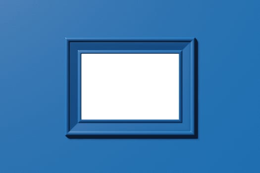 Horizontal frame mockup. Template for image, photo, text. Stylish minimal abstract horizontal scene, place for text. Trendy classic blue color. 3D rendering photo