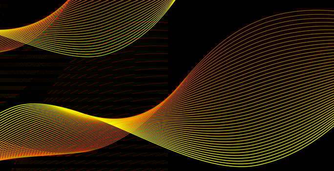 Abstract golden light line on black background. Modern background design photo