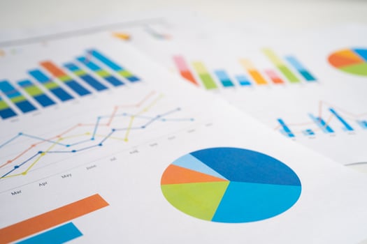 Charts Graphs paper. Financial development, Banking Account, Statistics, Investment Analytic research data economy, Stock exchange Business office company meeting concept. photo