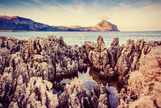 Fantastic views of the sea with blue sky. photo