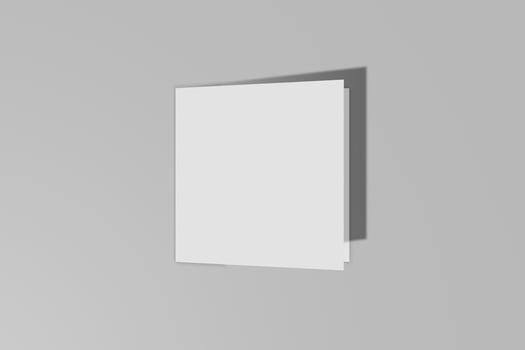 Mockup square booklet, brochure, invitation isolated on a grey background with hard cover and realistic shadow. 3D rendering. photo