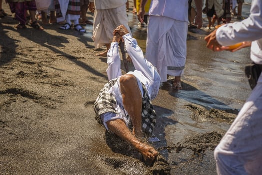 Sanur, Bali, Indonesia, 2015 - Melasti is a Hindu Balinese purification ceremony and ritual photo