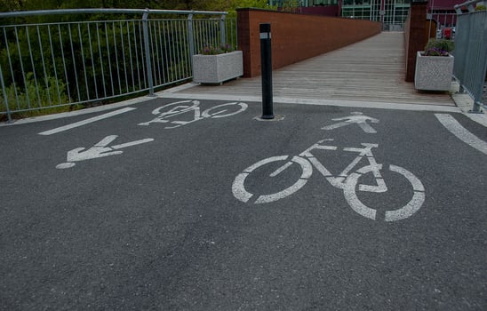 Signs for pedestrians and cyclists photo