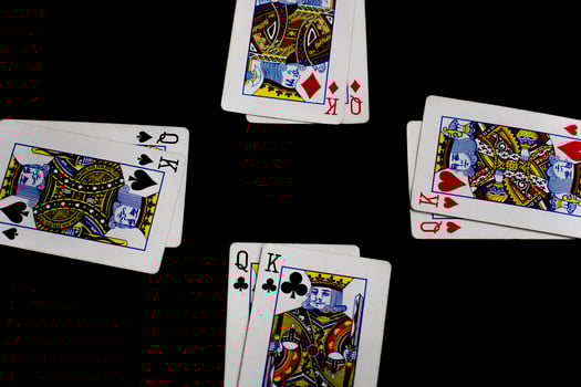 Playing cards with king and queen. photo
