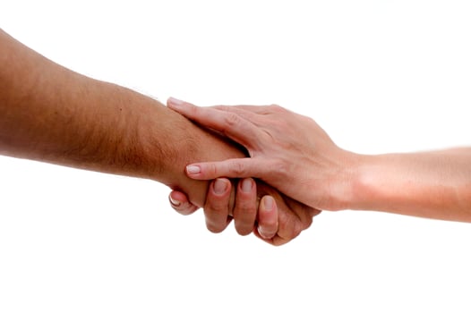 Hand shake between a man and a woman isolated photo