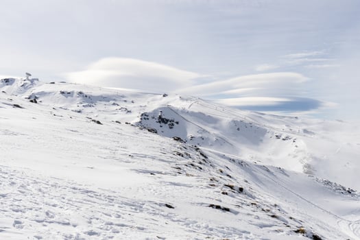Ski resort of Sierra Nevada in winter, full of snow. photo
