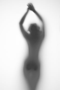 silhouette of a pregnant woman on a light background photo