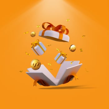 3d render open box banner background photo