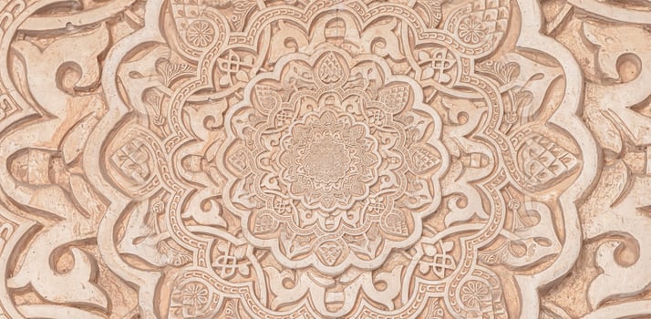 Arab background remanding to Islam culture. Design created using droste effect on a 13th century architectural detail in a mosque. photo