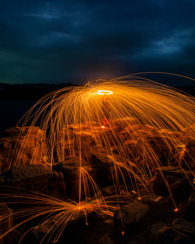 Steel wool photography on rocks photo