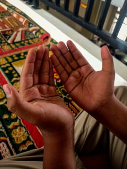 Muslim hands when praying photo