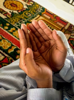 Symbol of a Muslim hand while praying photo