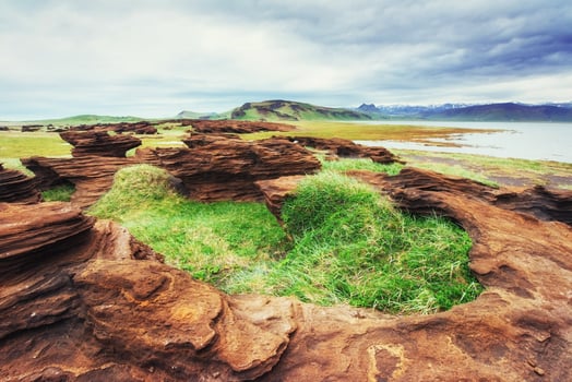 Texture of rocks melted by volcanic magma photo