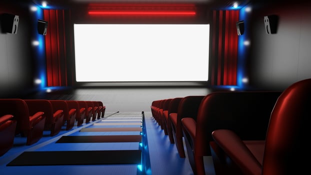 3d rendering, mokeup model, empty cinema, photo
