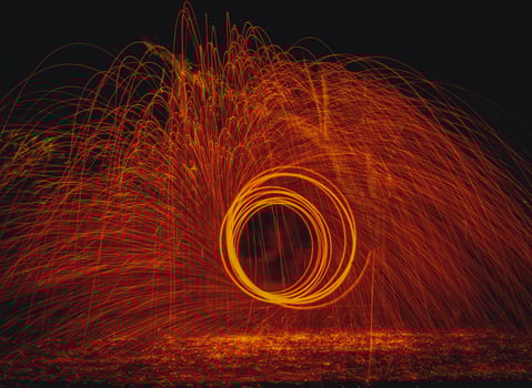 Vortex of fire and sparks photo