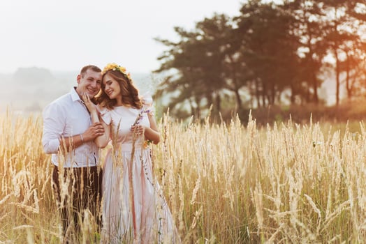 Happy woman with her husband photo