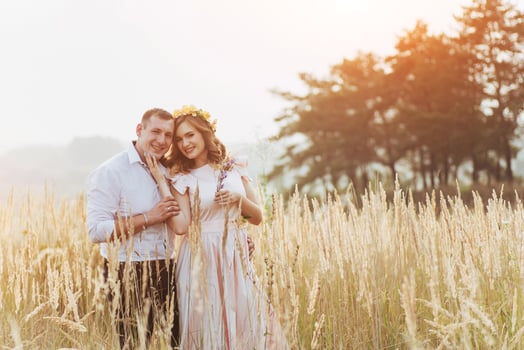 Happy woman with her husband photo