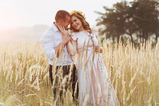 Happy woman with her husband photo