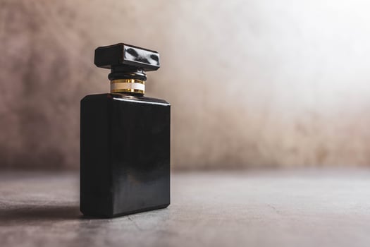 black perfume bottle, perfume concept for men photo