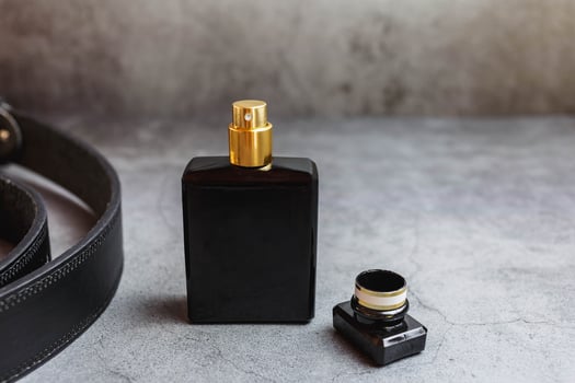 black perfume bottle, perfume concept for men photo