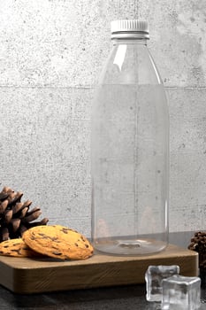 3D Render Plastic bottle mockup with label product packaging for juice milk beverage coffee or other photo