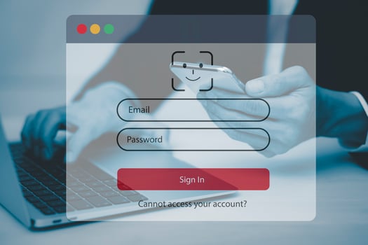Security password login online concept  Hands typing and entering username and password of social media, log in with smartphone to an online bank account, data protection from hacker photo