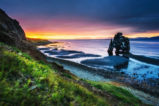 Hvitserkur is a spectacular rock in the sea on the Northern coas photo