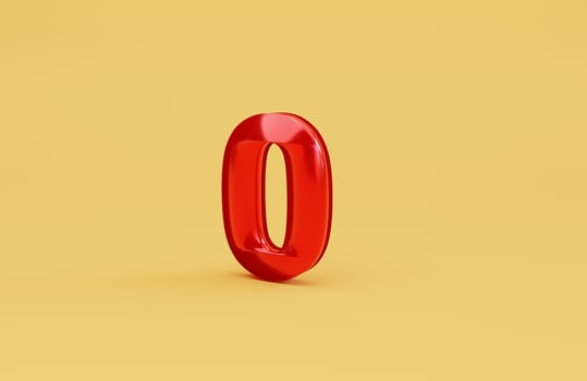 Red zero percentage or 0 percent for special offer of shopping department store and discount concept by 3d render. photo